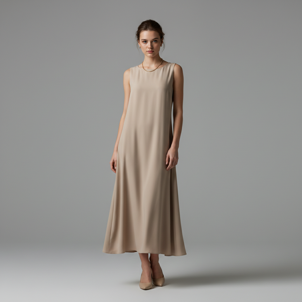 Before: Beige dress to emerald gown