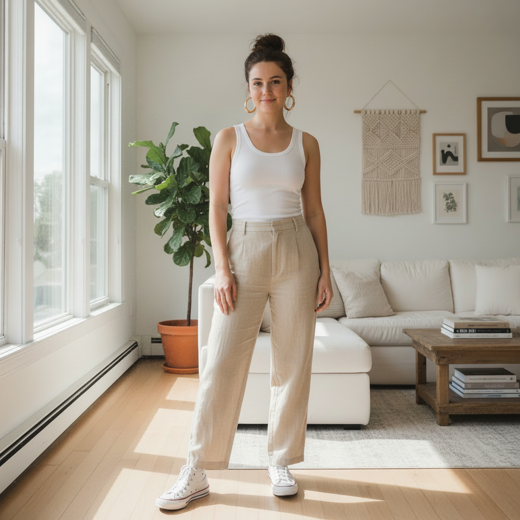 Same person with clean professional headshot look after AI styling