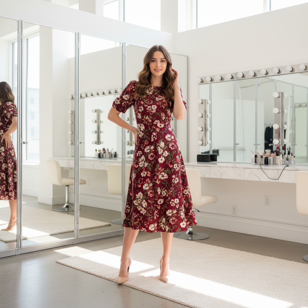 Before: Knee dress to maxi dress