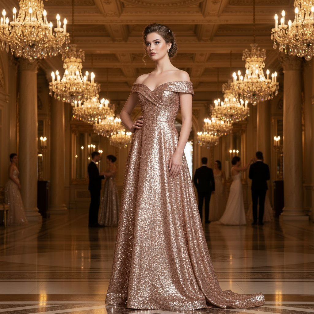 After: Navy dress to rose gold dress