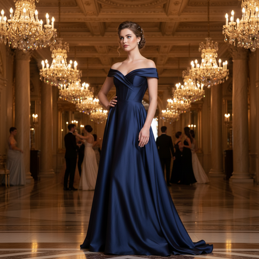 Before: Navy dress to rose gold dress