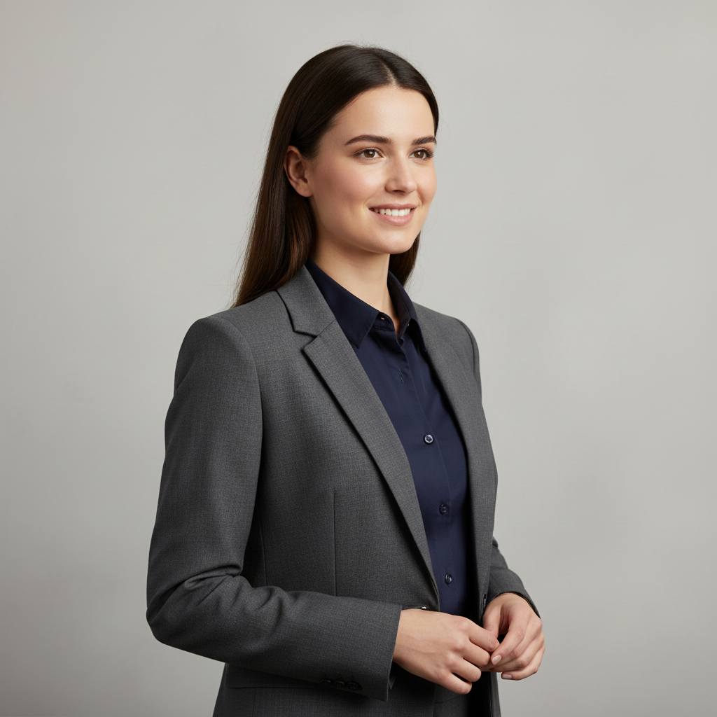 After changing shirt color in photo: the same shirt changed to navy under a gray blazer