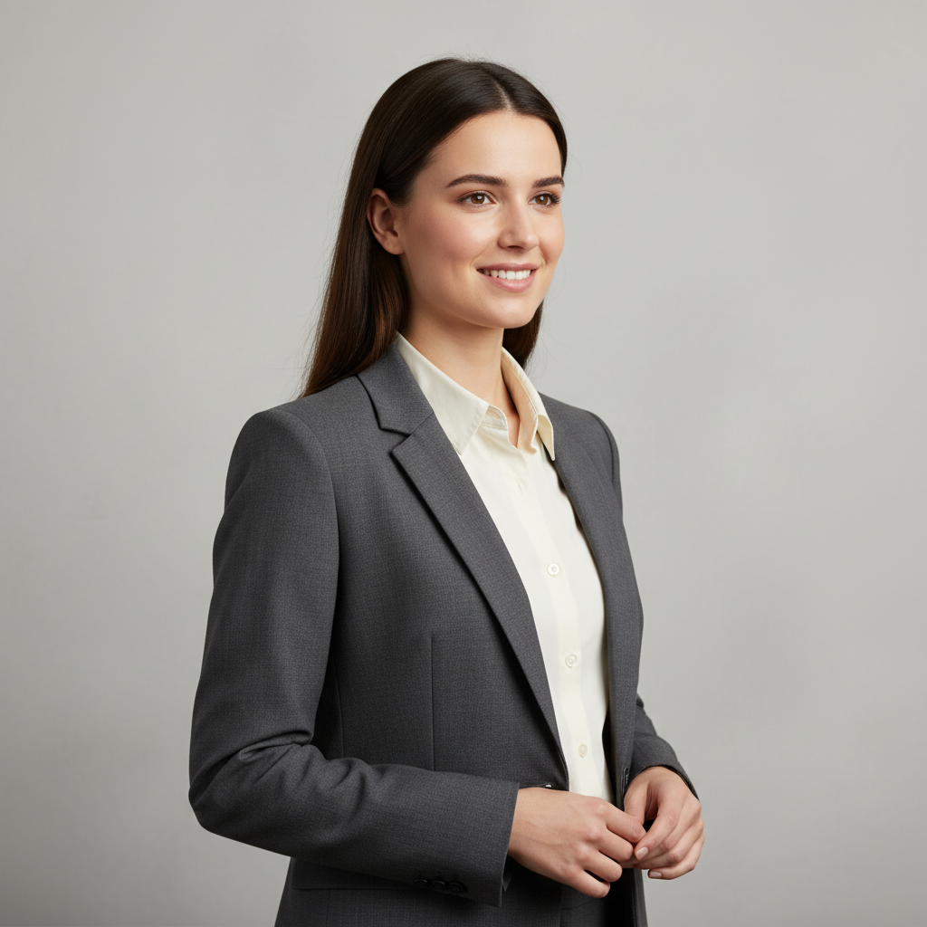 Before changing shirt color in photo: a white shirt under a gray blazer