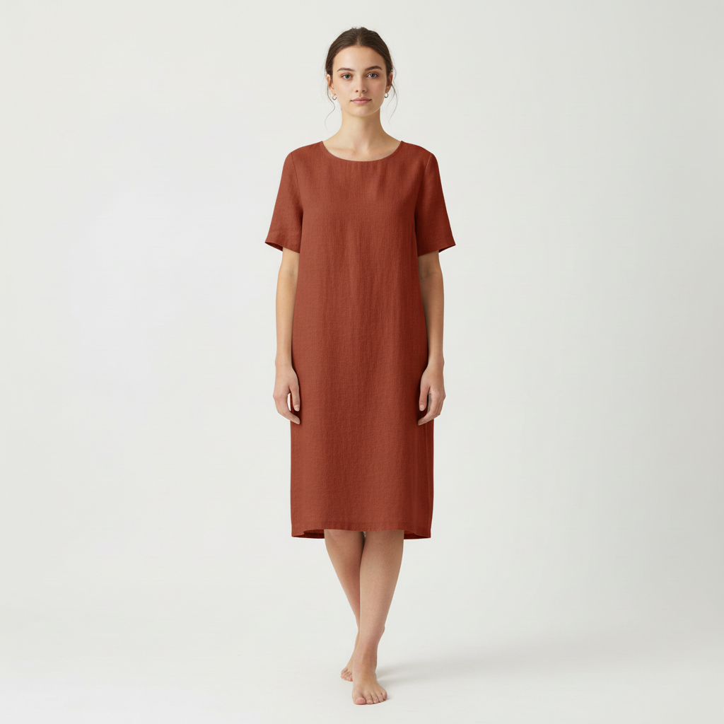 After changing dress color in photo: the same dress changed to terracotta